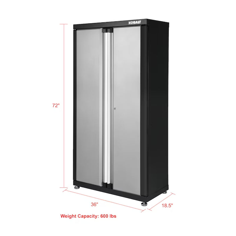 36-In W X 72-In H X 18.5-In D Freestanding Steel Garage Cabinet in Silver