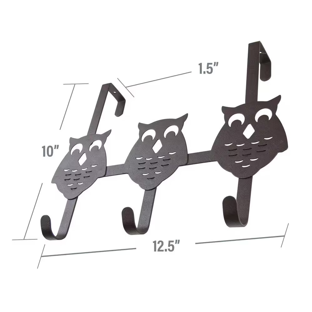 Over the Door Counter Drawer Owl Organizer Hooks - 3 Hooks Bronze