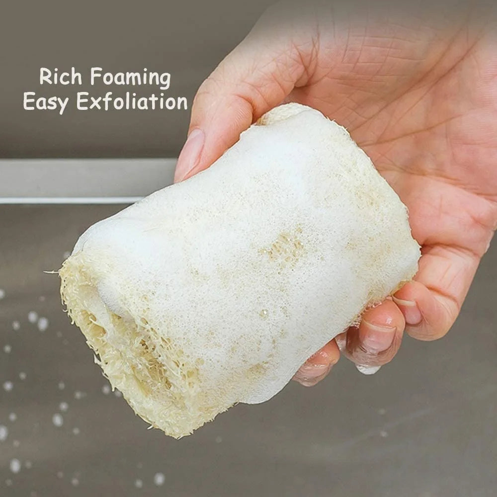 Natural Loofah Exfoliating Back Scrubber for Shower Set, Loofah Back Strap Sponge Shower Brush Long Handle Bath Body Brush, Deep Clean & Invigorate Your Skin, for Men and Women
