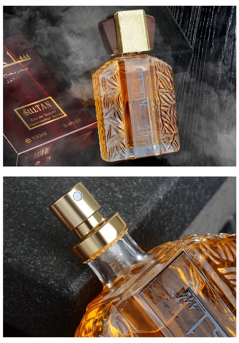 Sultan Eau de Toilette for Men, 3.38oz - Alcohol-Based, Floral Scent with Woody Notes, Formaldehyde-Free Liquid Formula, 5-15% Fragrance Concentration