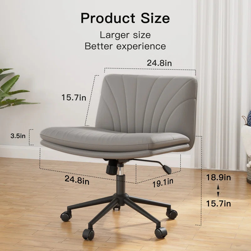 Nevel Office Chair Desk Chair Criss Cross Legged Computer Chair Armless Swivel Make up Chair with Ergonomic Design