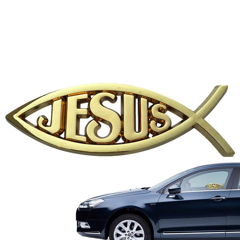 1Pcs JESUS Fish Silver Chrome Christian Crafts ABS Car Sticker PEACE FAITH Emblem Badge Decal Auto Accessories