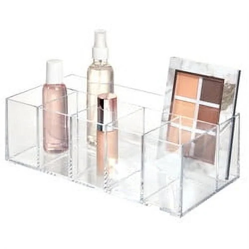 Clarity Cosmetic Organizer for Vanity, Dresser or Bathroom Cabinet to Hold Makeup, Beauty Products, Hair Accessories, 6 Compartments - Clear