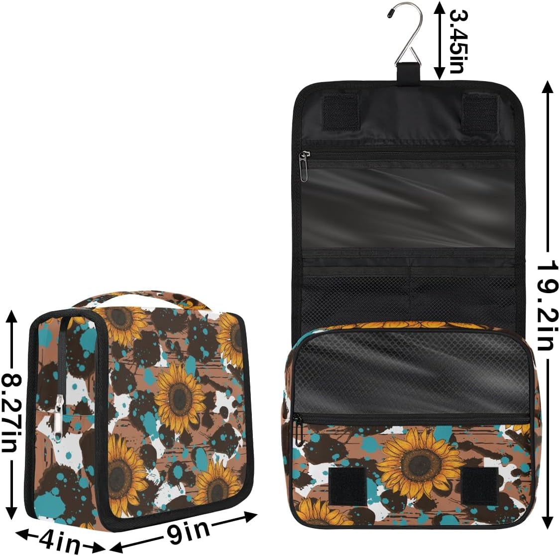 Sunflower Makeup Bag for Women, Hanging Toiletry Bag, Portable Cosmetic Bag, Travel Essentials Gift for Women