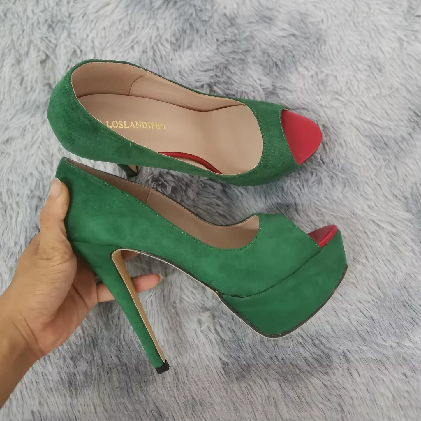 Women Stilettos Sexy High Heels Shoes Peep Toe Velvet Pumps Platform Lady Evening Party Red Wedding Black Office Shoes 817-16VE