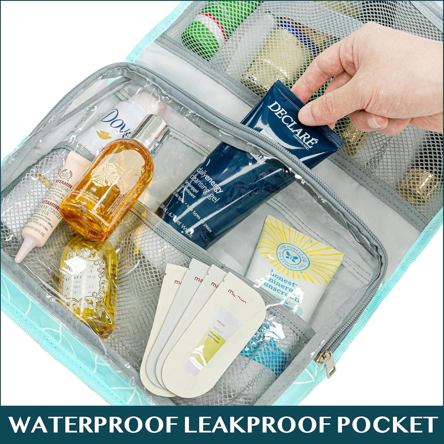 Travel Hanging Toiletry Bag for Women Men, Large Capacity Makeup Bag Kit, Waterproof Cosmetic Storage Organizer Case for Bathroom Shower