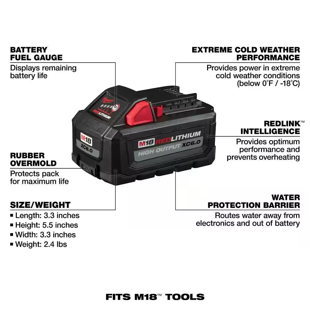 M18 18-Volt Lithium-Ion High Output 6.0Ah Battery Pack (6-Pack)