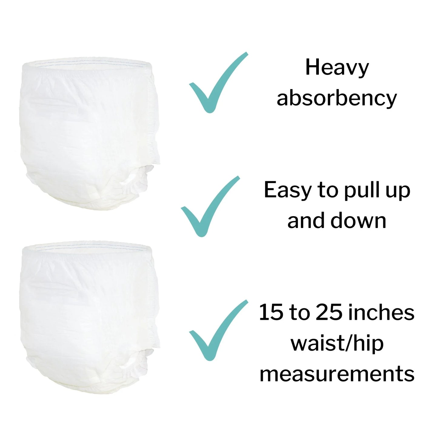 Essential Disposable Youth Absorbent Underwear Pull on with Tear Away Seams Medium, 2602, 12 Ct