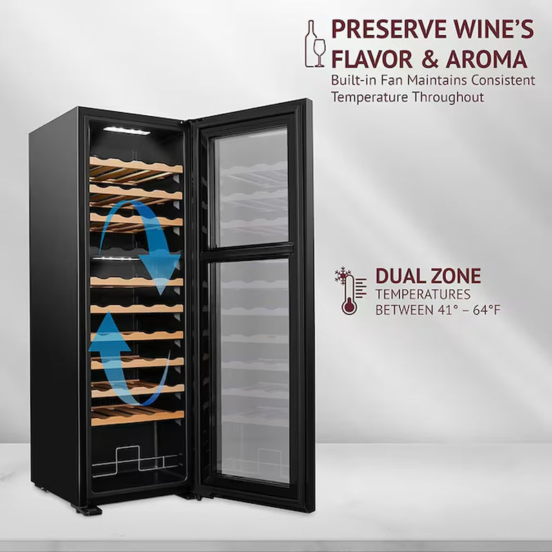 16.9-In W 44 -Bottles Black Dual Zone Cooling Freestanding Indoor Wine Cooler
