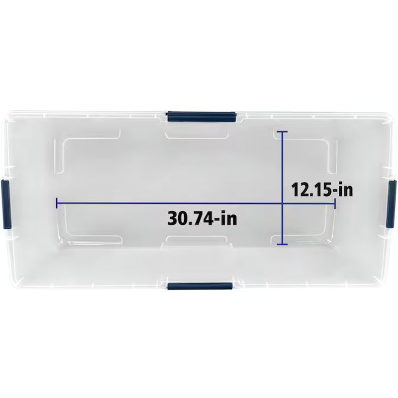 X-Large 25 -Gallons ( 100 -Quarts ) Clear/White Stackable Tote with Latching Lid