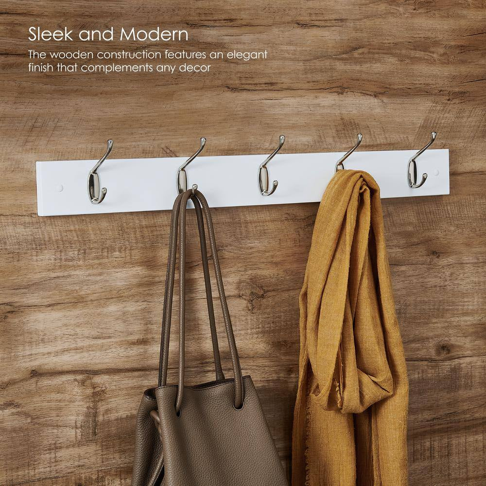 27 In. X 4 In. MDF Wall Mounted Classic Coat Rack, White