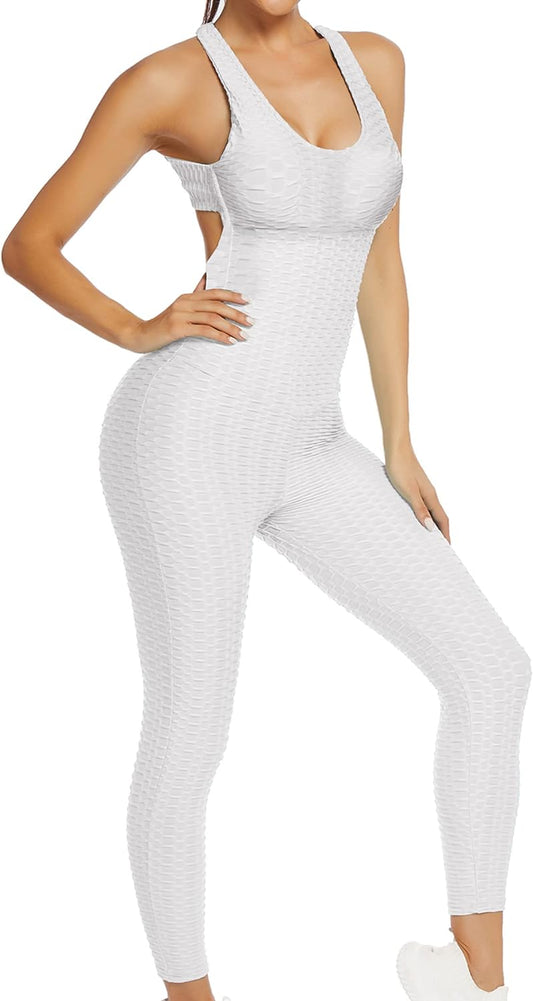 Women'S Workout Romper Atheletic Jumpsuits for Yoga Running Bodycon Gym Activewear White M