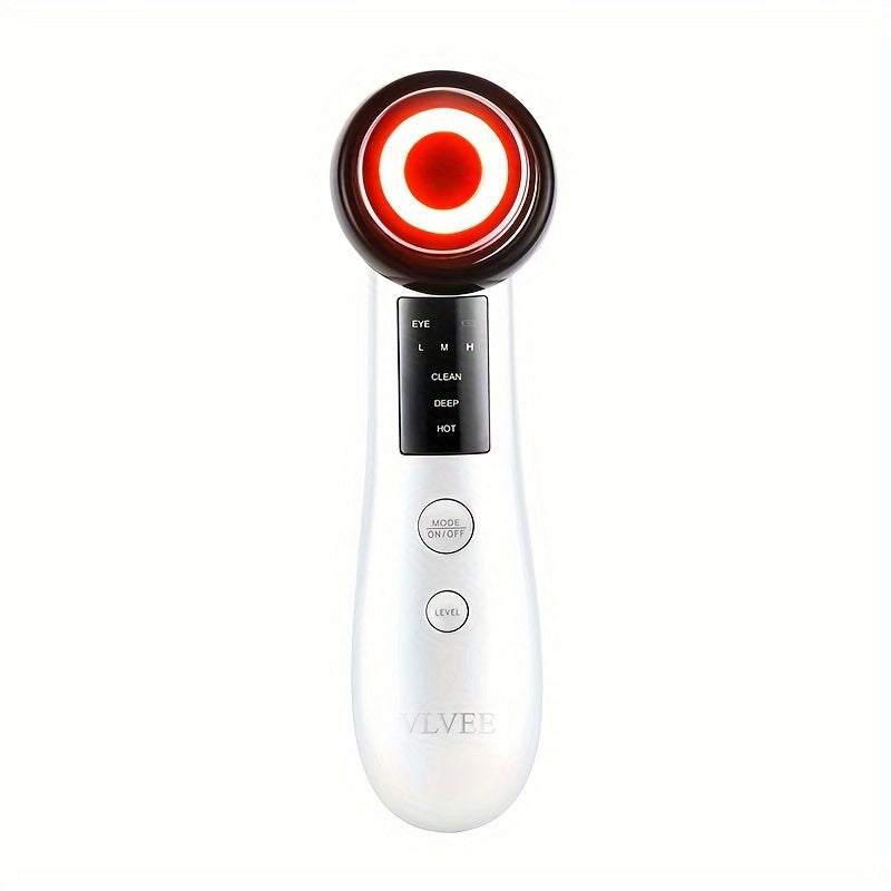 Vlvee Facial Beauty Instrument: Vibrating Massage with Four Color LED Lights - Clean, Deep, Hot, And Eye Care Modes - USB Charged, No Fragrance