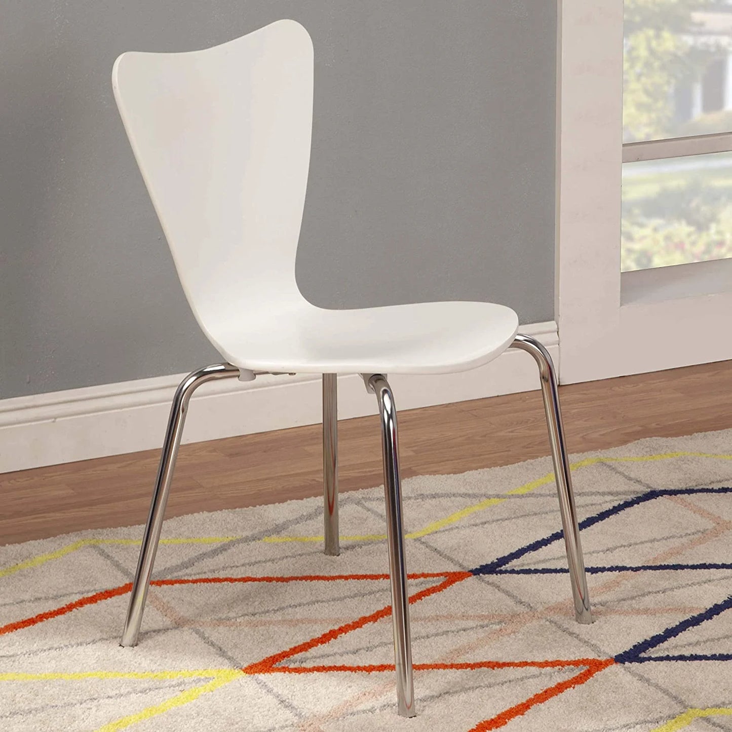 Furniture Bent Plywood Chair, White, Modern Bentwood Dining Chair, Kids Chair, Office Chair