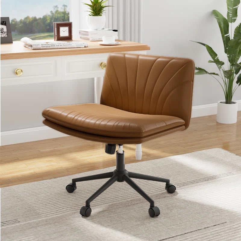 Nevel Office Chair Desk Chair Criss Cross Legged Computer Chair Armless Swivel Make up Chair with Ergonomic Design