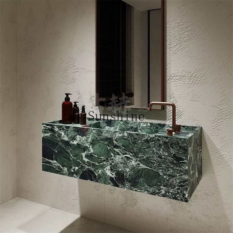 Prada Green Luxury Stone Slate Washstand Bathroom Cabinet Simple and Modern