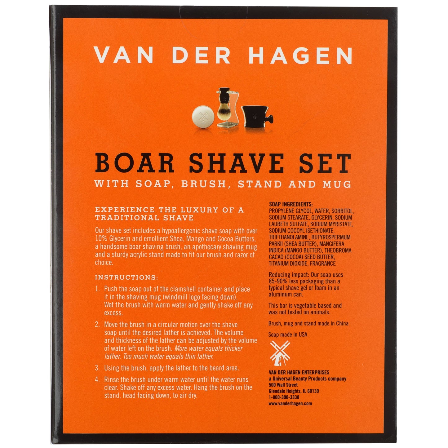 Men'S Boar Shave Set, with Soap, Brush and Mug, 3.5 Oz