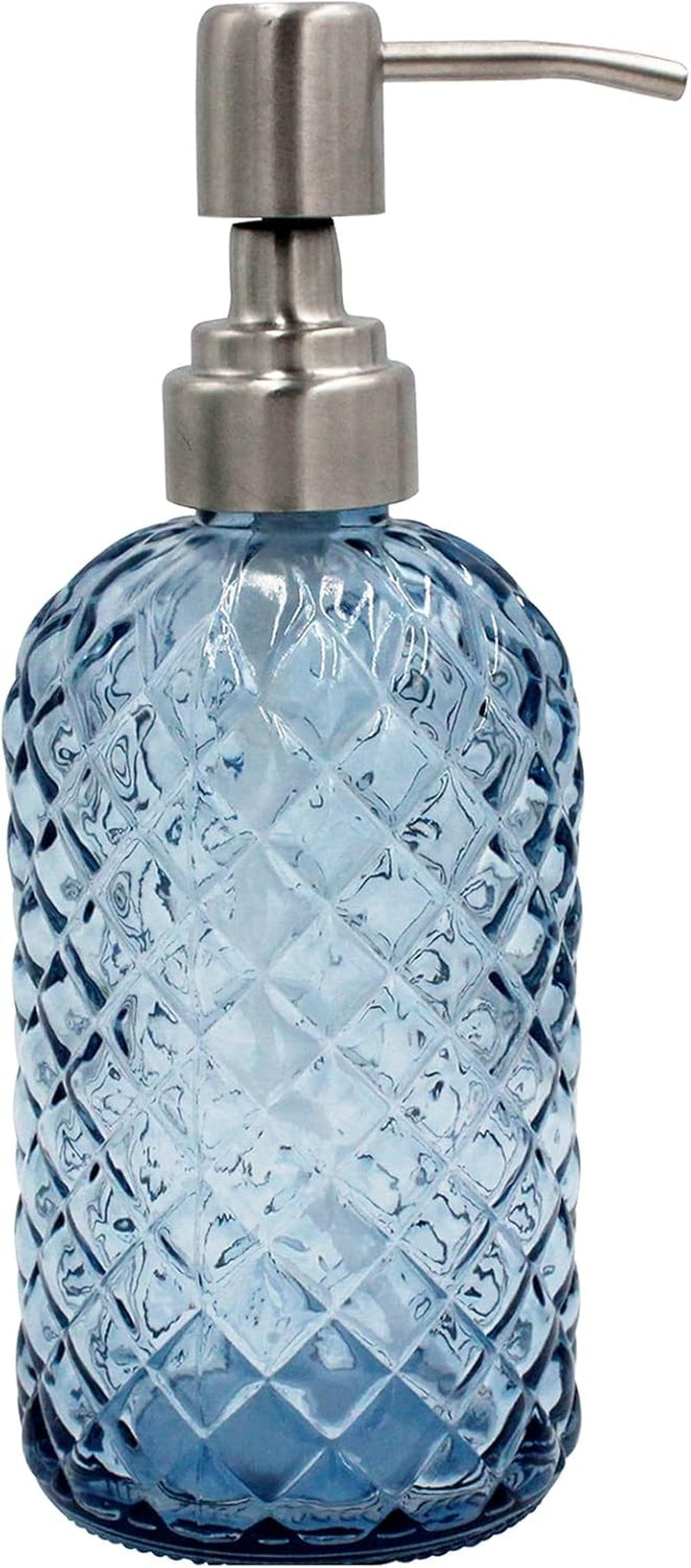 16 Oz Diamond Glass Soap Dispenser for Kitchen or Bathroom