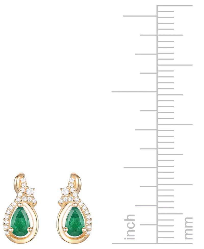Emerald (1/2 Ct. T.W.) & Diamond (1/10 Ct. T.W.) Pear Drop Earrings in 14K Gold (Also in Ruby & Sapphire)