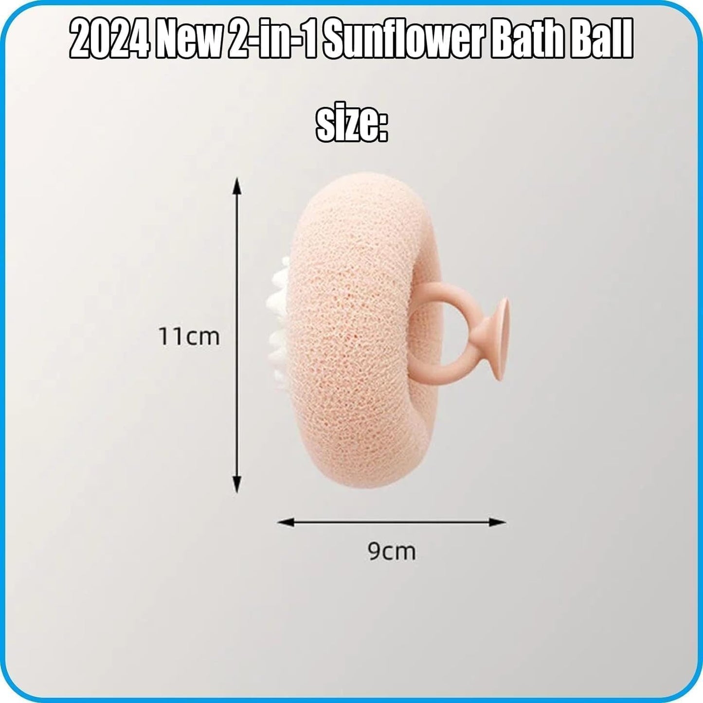 Super Soft Sunflower , 2024 2-In-1 Sunflower Bath Ball, Exfoliating Bath Sponge Cleaning Brush with Suction Cup, Shower Sponges (4Pcs)