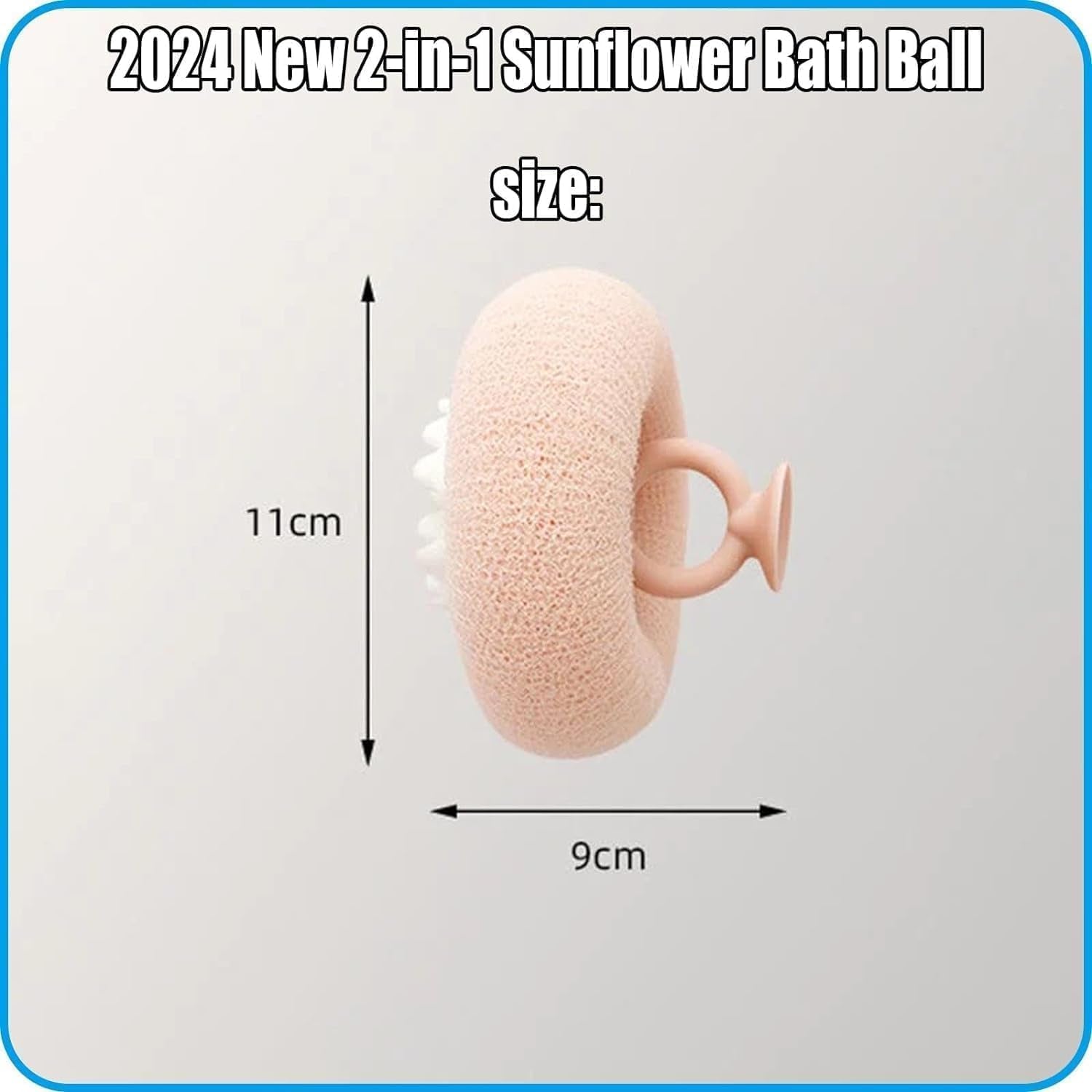Super Soft Sunflower , 2024 2-In-1 Sunflower Bath Ball, Exfoliating Bath Sponge Cleaning Brush with Suction Cup, Shower Sponges (4Pcs)