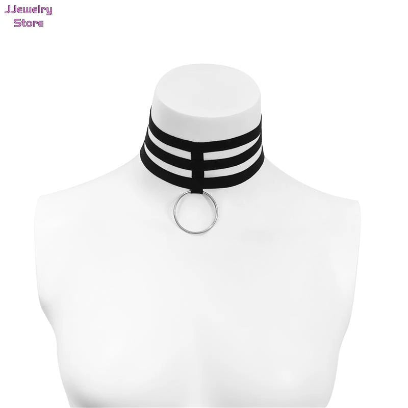 Women'S Fashion Jewelry Black Velvet Velvet Layered Choker Collar Necklace 434
