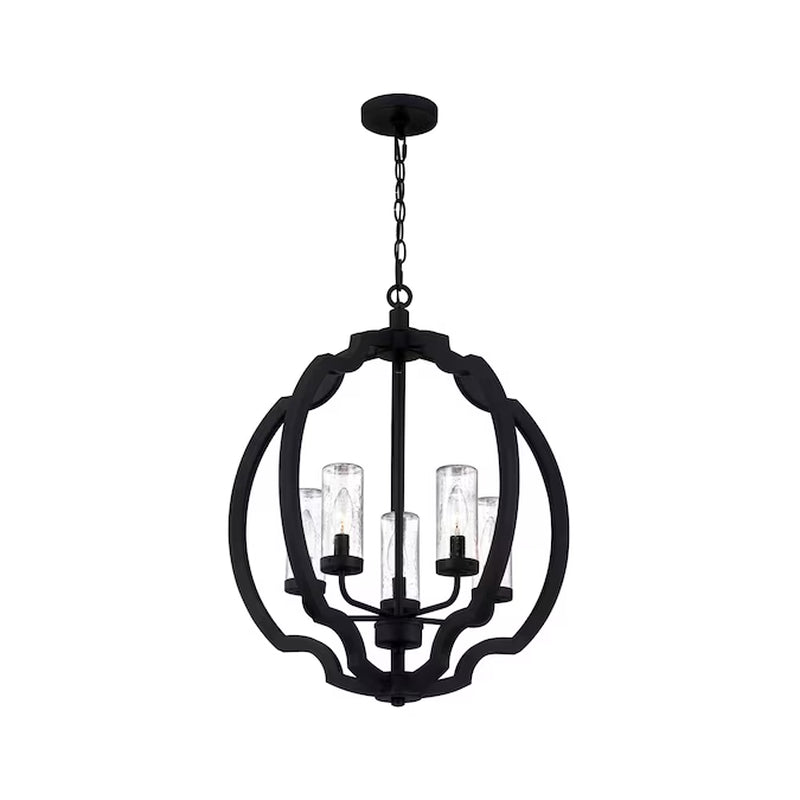 Castleton 5 -Light Matte Black Transitional for Use in Bathrooms, Bedrooms, Dining Rooms, Foyers, Kitchens, Living Rooms Chandelier