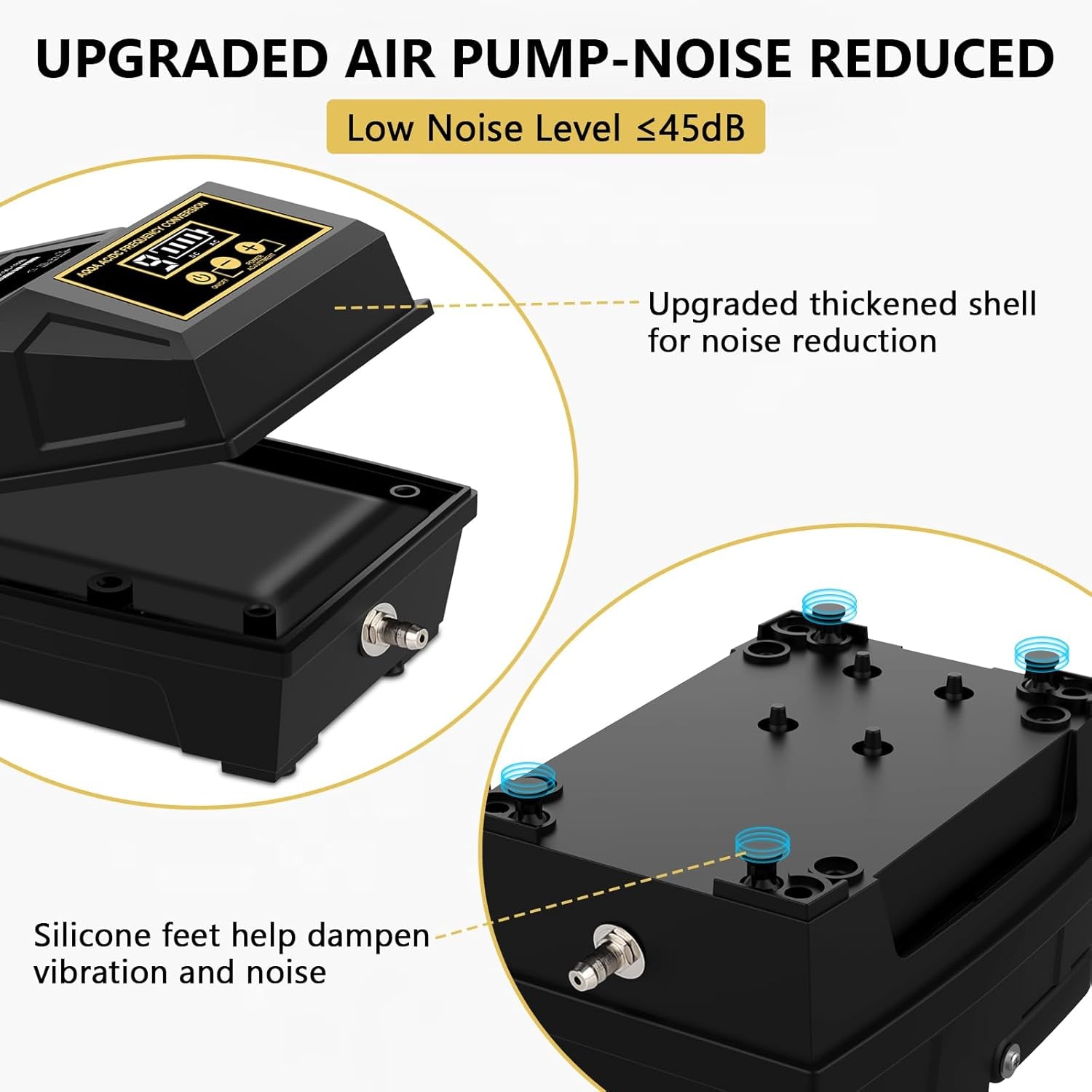 Powerful Aquarium Air Pump Hydroponic Pond Air Pump High Output Fish Tank Air Oxygen Pump Adjustable Airflow with 6 Outlets Rechargeable Aerator Pump Battery Commercial Air Pump (10W, 260GPH)