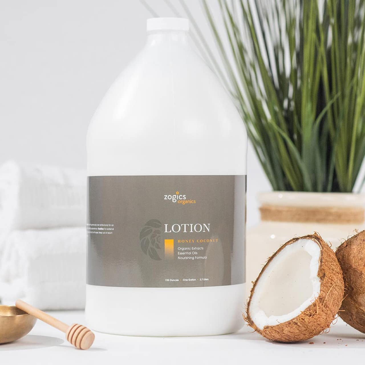 Organics Body Lotion – Hydrating Body Lotion for Women and Men, Moisturizing Formula Made with Essential Oils, Great for Refillable Lotion, Honey Coconut Scent (1 Gallon, Case of 4)