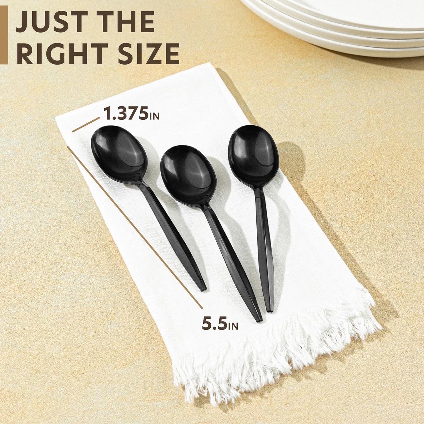Black Plastic Silverware Soup Spoons Disposable Plastic Utensils, 1000 Pack