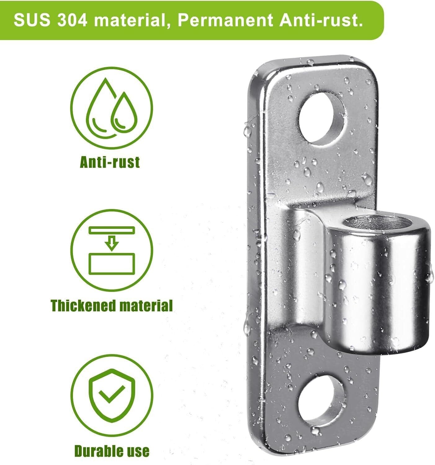 2Pcs Stainless Steel Gate Hinges, Heavy Duty for 5/8" Fence Post and Farm Gates
