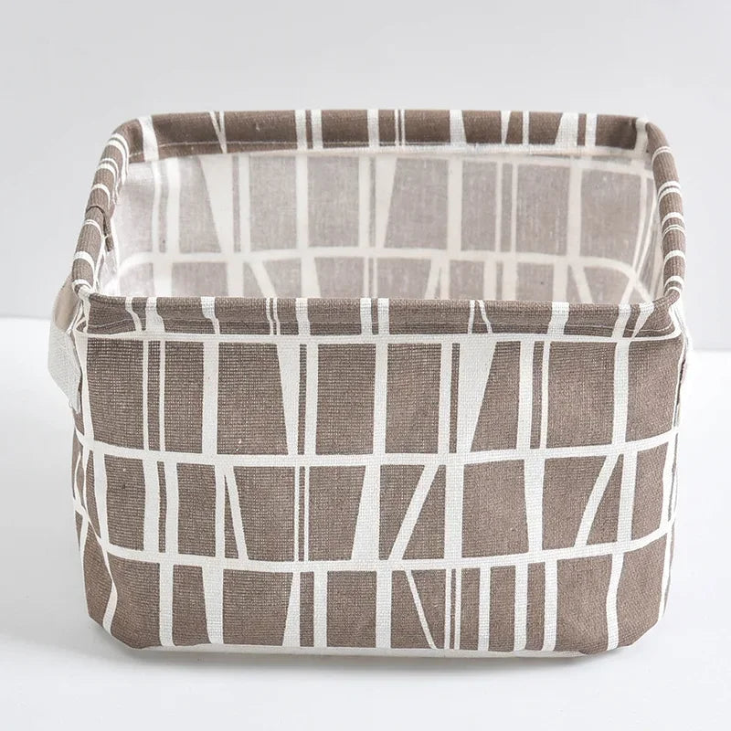 Toy Storage Fabric Foldable Storage Basket Cotton and Hemp Desktop Storage Box Small Fresh Waterproof Storage Basket Storage Box