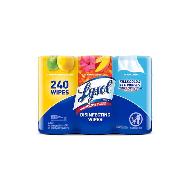 240 -Count Lemon and Lime Blossom Disinfectant Wipes All-Purpose Cleaner 3 -Pack