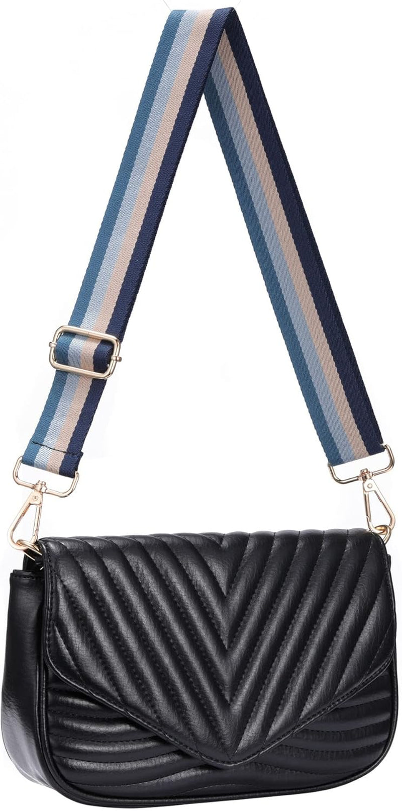Purse Straps Replacement for Handbag Wide Crossbody Bag Straps Replacement Adjustable Shoulder Luggage Straps (Blue Stripe)