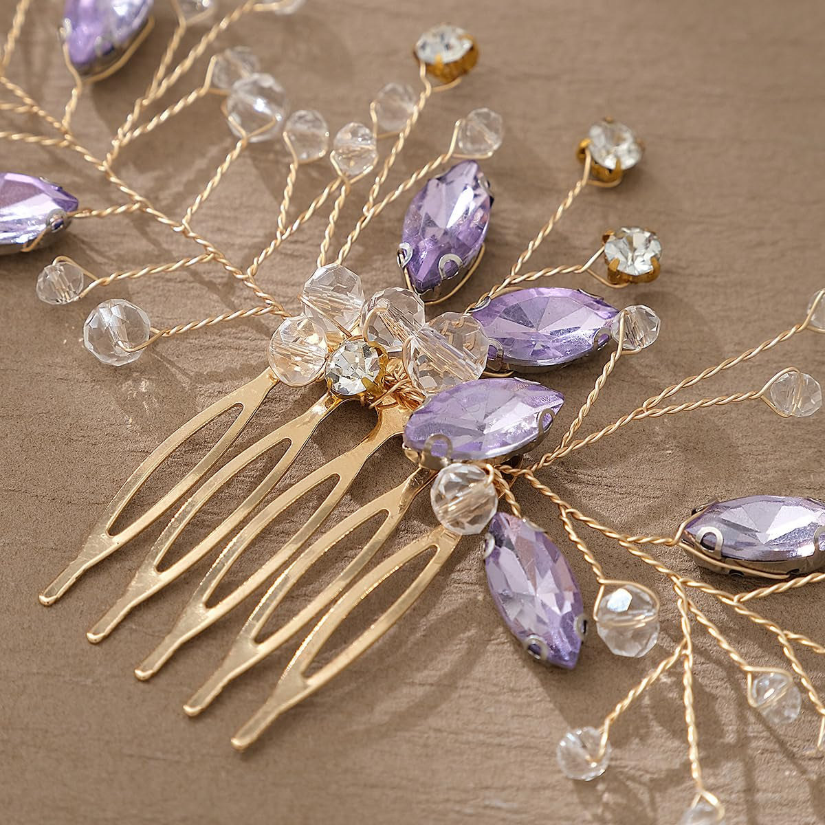 Bridal Handmade Colourful Rhinestone Hair Accessory - Sparkly Headpiece with Clips and Side Combs for Women, Girls