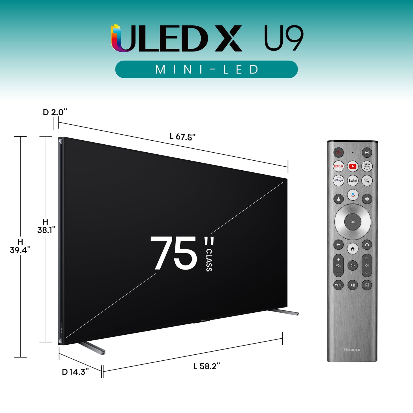 75-Inch Class U9 Series Mini-Led ULED 4K UHD Google Smart TV (75U9N, 2024 Model) - QLED, Native 144Hz, Full Array Local Dimming, Game Mode Pro, Alexa Compatibility, 480 Motion Rate