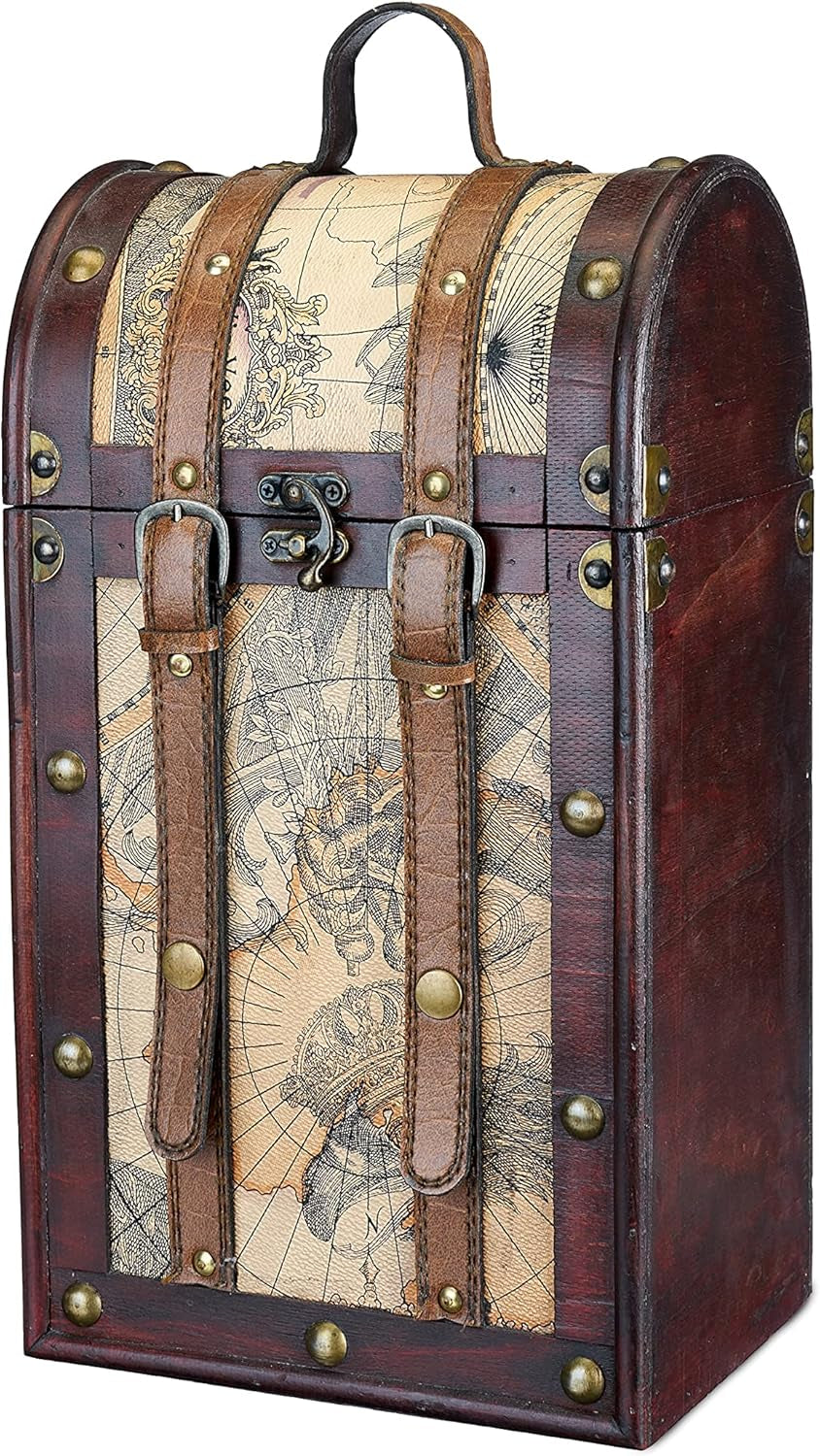 Chateau Old World Wooden Wine Box by , Maroon - 2 Bottle (0603)