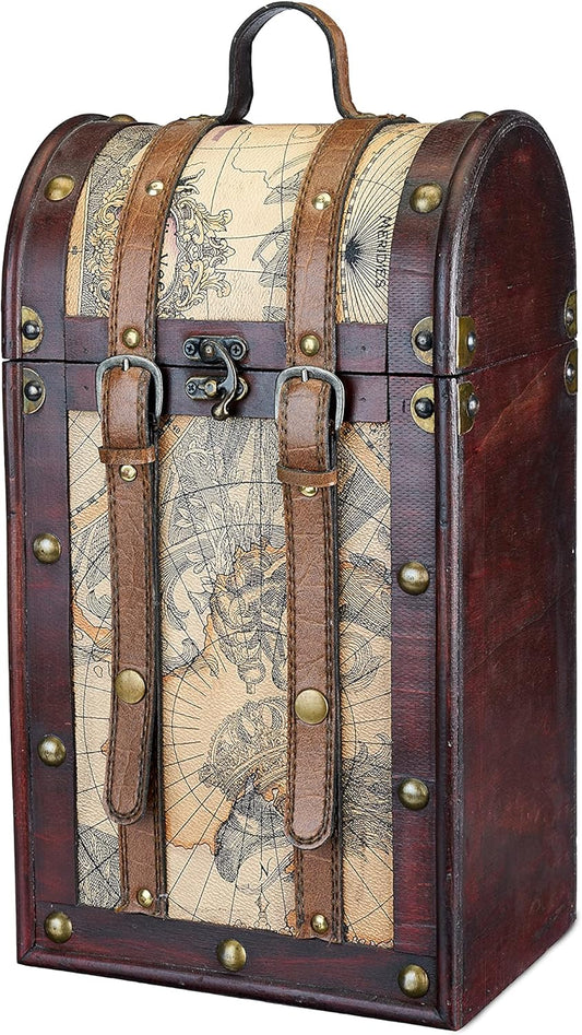 Chateau Old World Wooden Wine Box by , Maroon - 2 Bottle (0603)