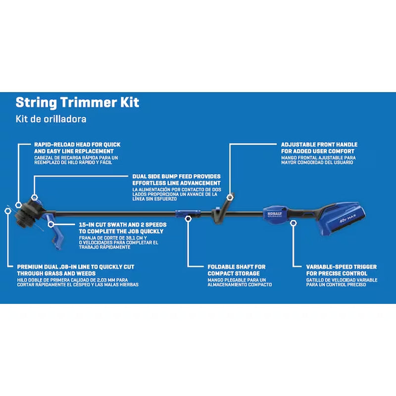 Gen4 40-Volt 15-In Straight Shaft Battery String Trimmer 4.0 Ah (Battery Included) (Charger Included)