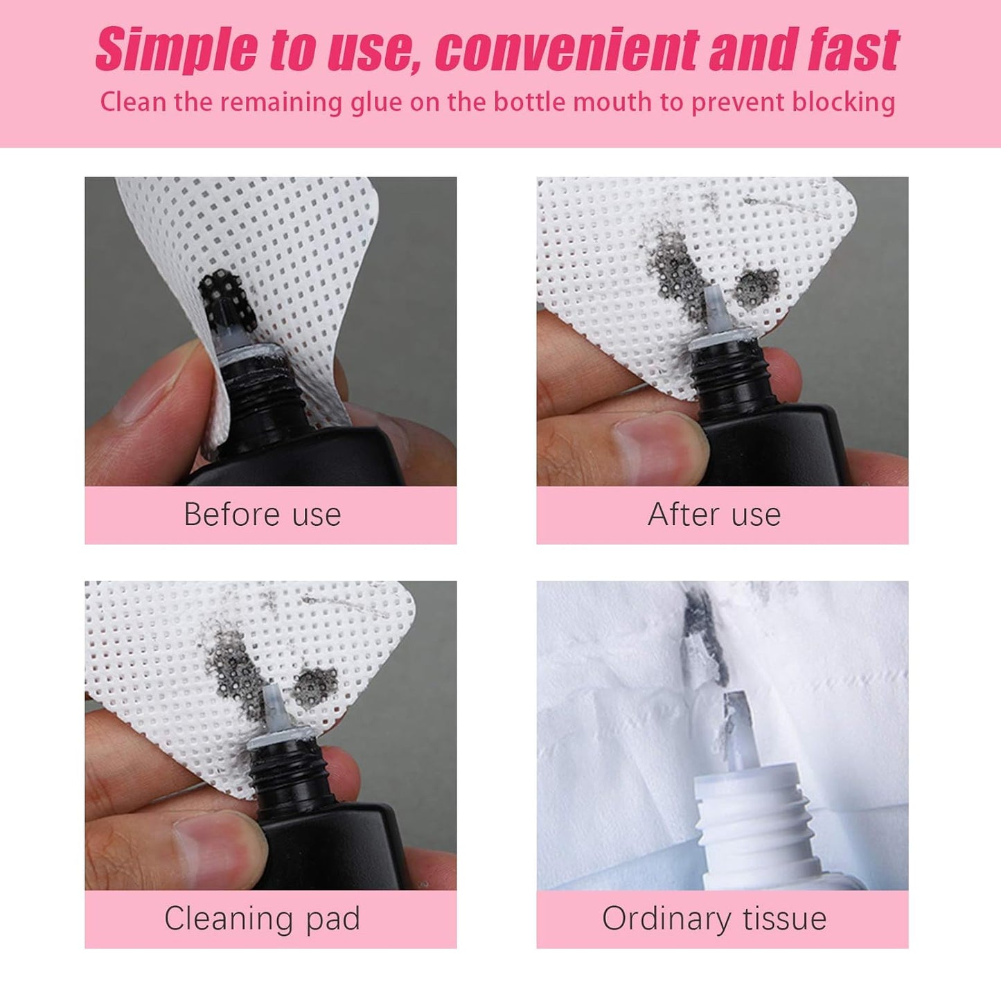 1200PCS Lint Free Nail Wipes Eyelash Glue Wipes, Adhesive Wipes for Lash Glue Nail Polish Remover Cotton Pads, Glue Nozzle Wipes Non-Woven Fabric Wipes Eyelash Extension Supplies