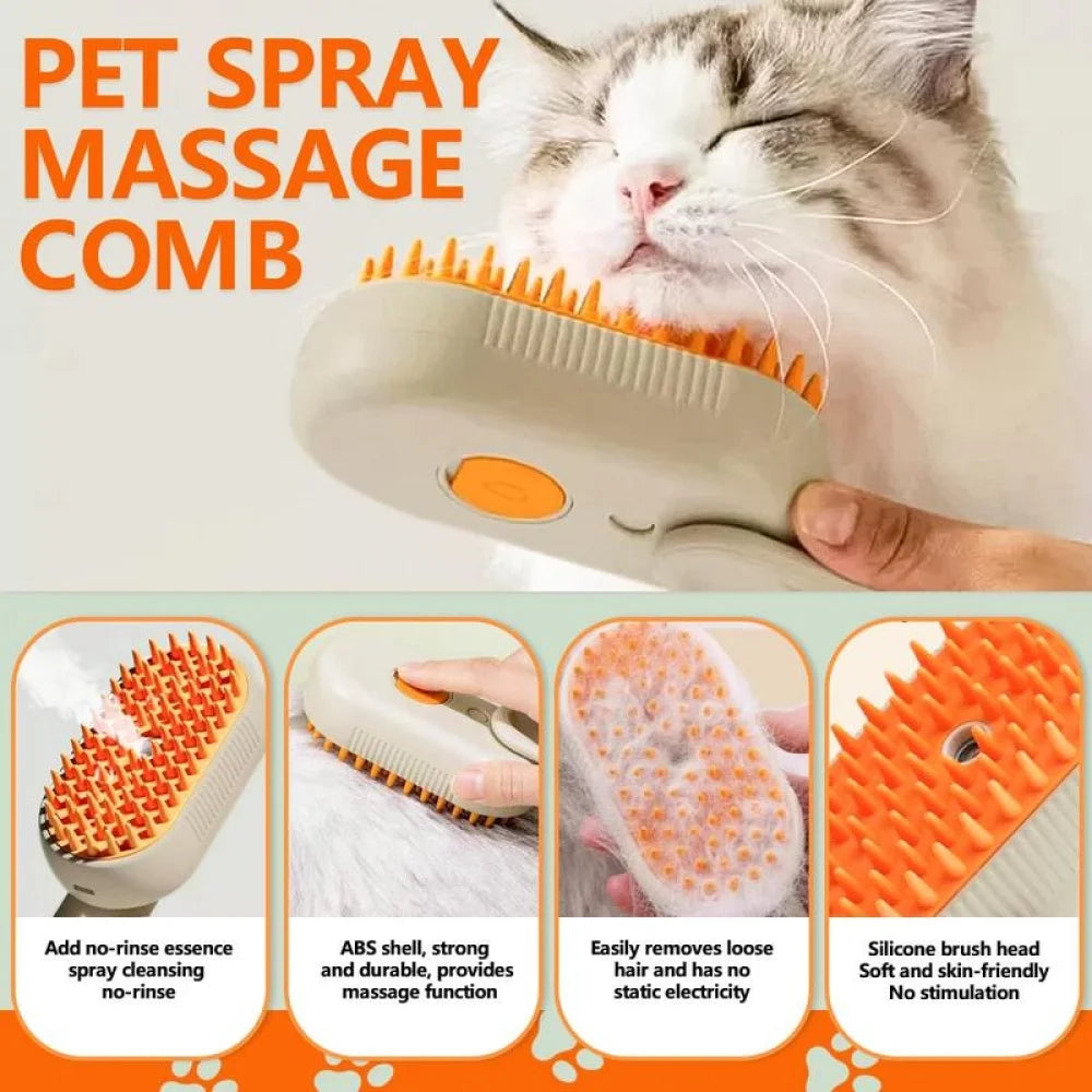 Pet Steam Brush,Cat Dog Hair Remover, Adjustable Pet Hair Remover,Pet Steamy Mist,Steam Pet Brush for Pet Hair 3-IN-1 Steamy Cat Brush Grooming Comb for Dogs Steam Brush for Cats Remove Flying Fur