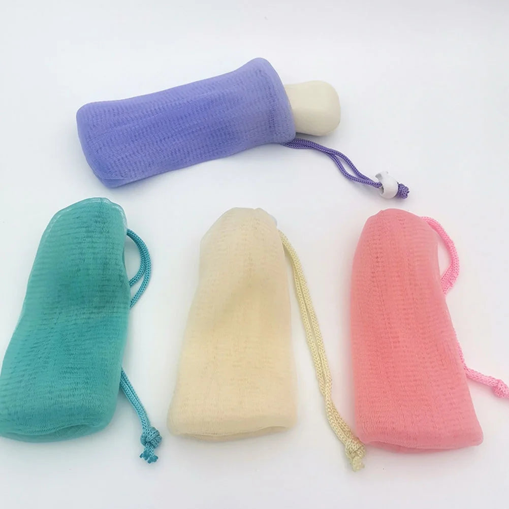 4 Pcs Soap Foaming Mesh Bag Bags Bar Scrubber Pouch Travel Accessories Face Cleansing Nets Drying