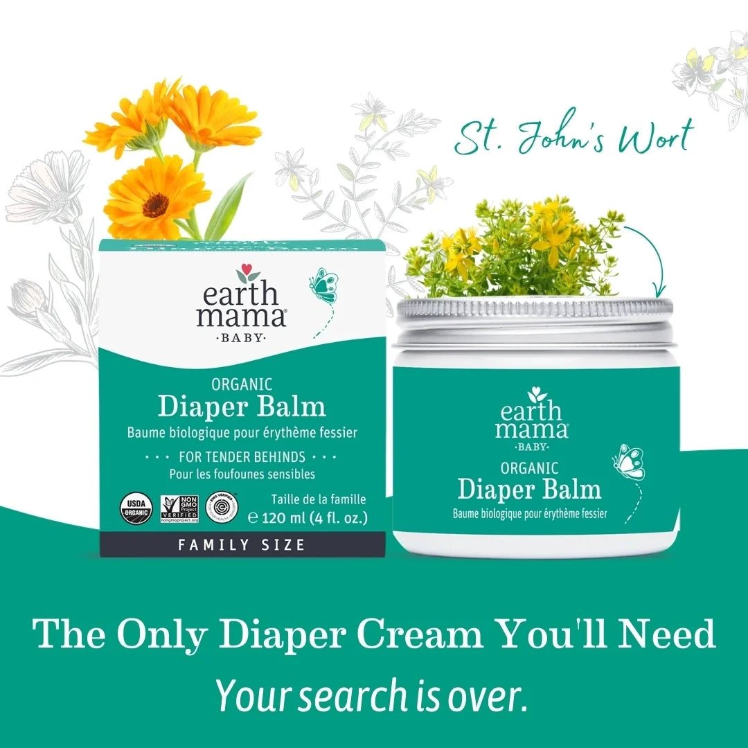 Organic Diaper Balm, Diaper Cream for Newborns, Infants, & Toddlers, 4 Fl Oz.