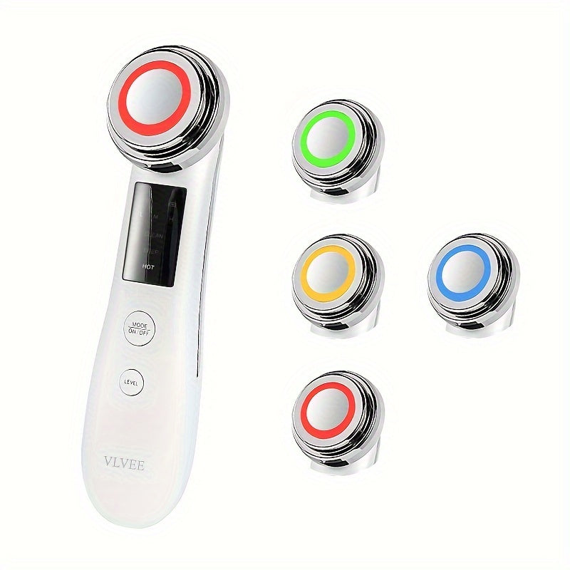 Vlvee Facial Beauty Instrument: Vibrating Massage with Four Color LED Lights - Clean, Deep, Hot, And Eye Care Modes - USB Charged, No Fragrance