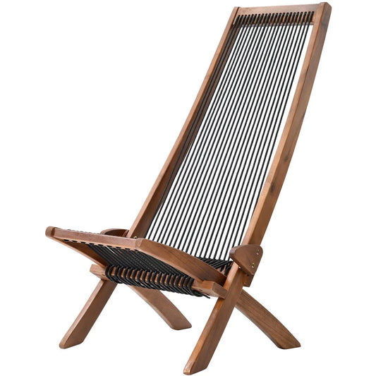 Chair Foldable Leisure Chair Wooden Slanted Back Accent Chair Simple Indoor Outdoor Furniture