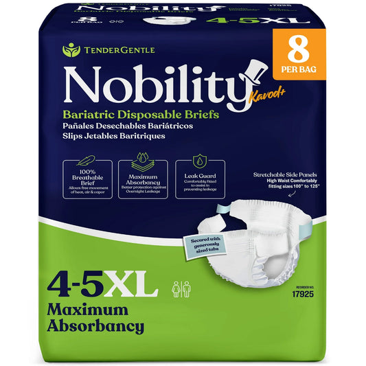 4XL 5XL Adult Diapers for Women and Men - 8 Bariatric Disposable Briefs with Tabs and Stretchable Side Panels - 100% Breathable with Maximum Absorbency, XXXXL / XXXXXL
