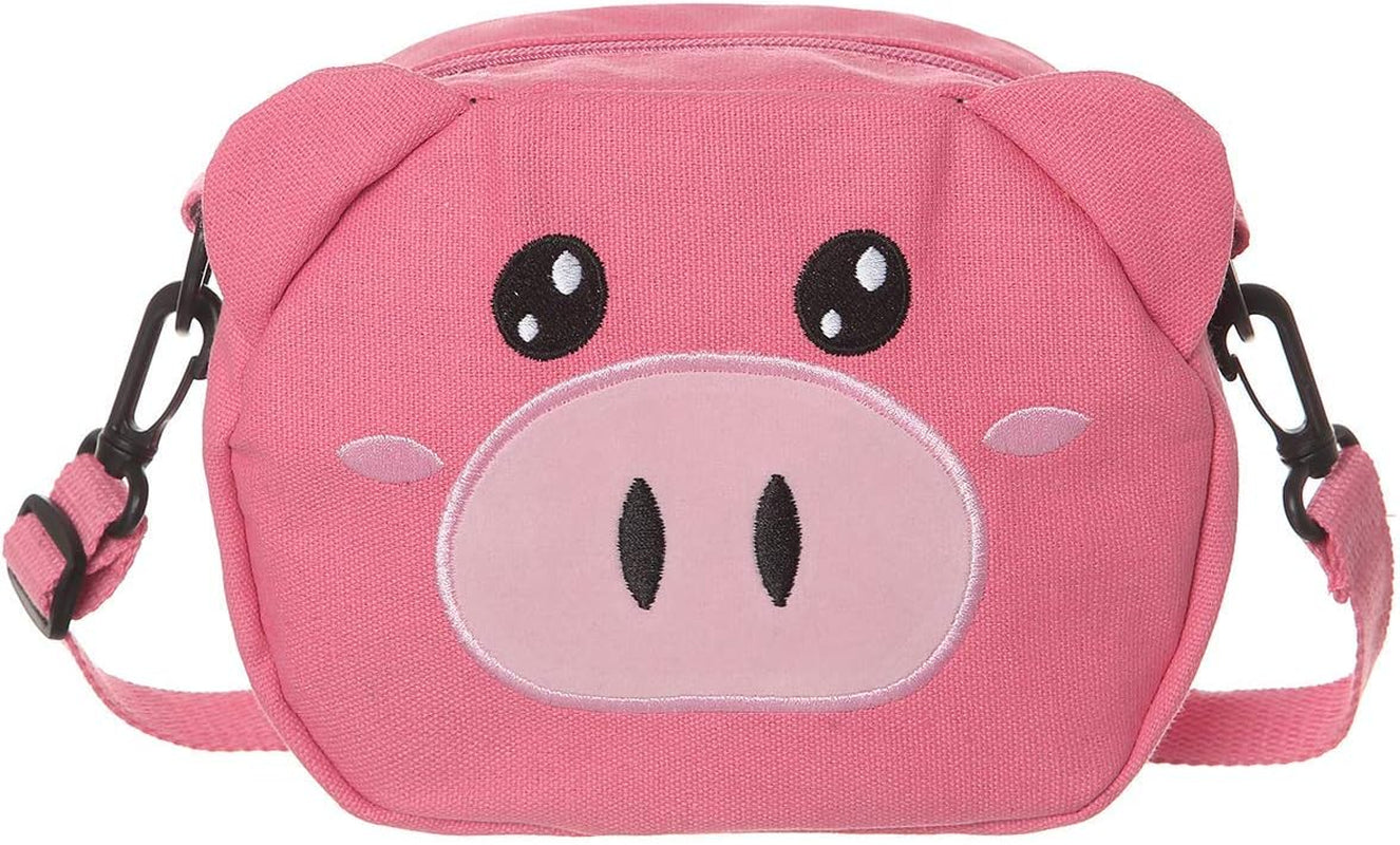 Cute Grils Crossbody Bags Lovely Pig Mini Canvas Shoulder Bags for Little Girls Teens (Rose Pink1)