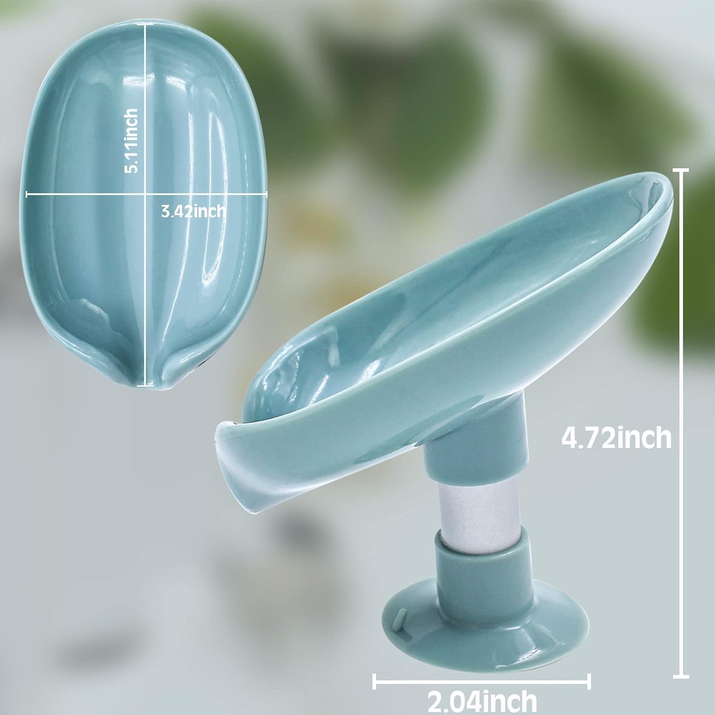 1Pcs Suction Upgrade Self-Drain Soap Holder with Soap Bag, Leaf-Shape Soap Dish with Suction Cup Not Punched Bar Soap Holder Soap Saver Detachable Soap Box for Shower Bathroom Kitchen Sink