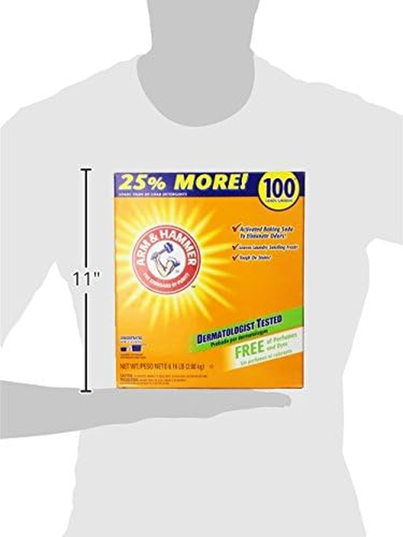 Arm & Hammer Laundry Detergent, Free of Perfume & Dyes, Powder, 100 Loads