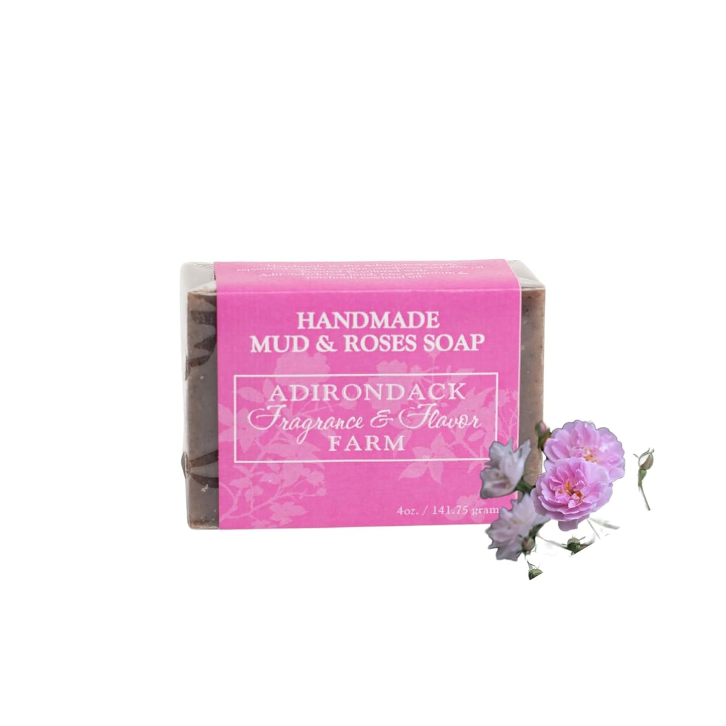 ADK Natural Mud & Rose Soap Bar 4 Oz., Handmade Vegan Olive Oil Body Soap for Dry and Sensitive Skin, Moisturising for Men, Women & Babies, Produced in the USA